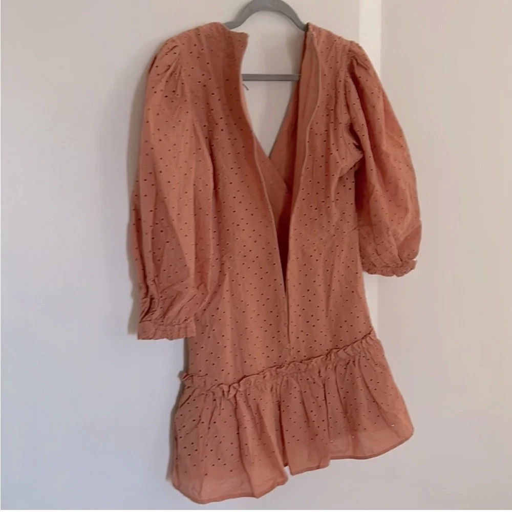 NWT - Olivaceous Loretta Eyelet Mini Dress, Boho Pink - Size Large - Picture 3 of 6
